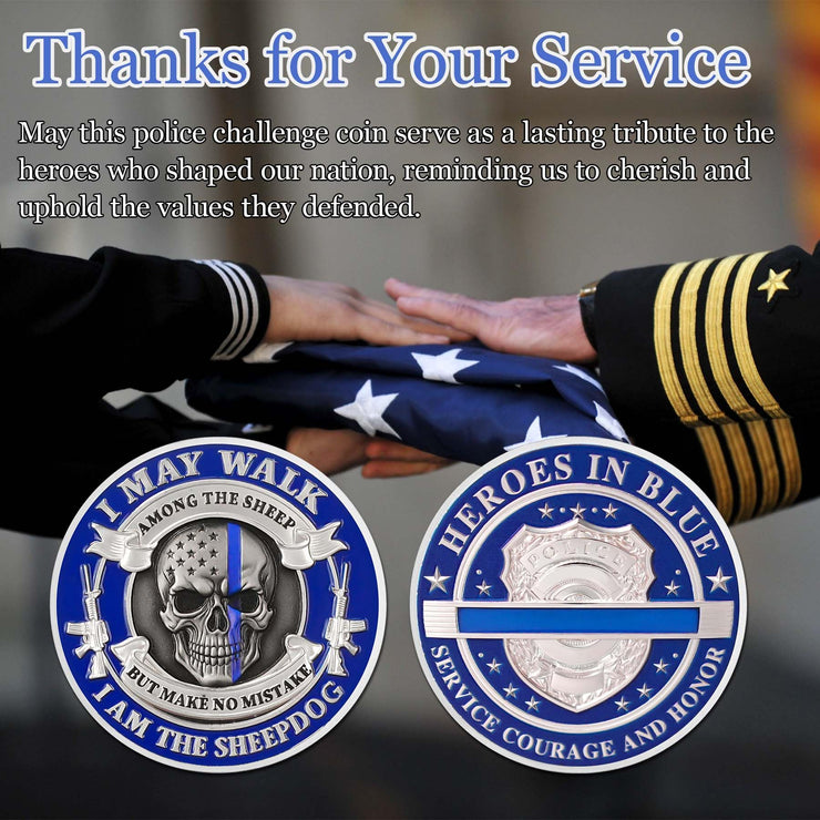 Skeleton Police Challenge Coin Skull Coin Police Officer Prayer Challenge Coin