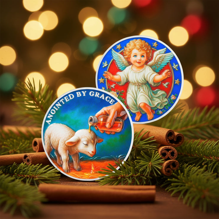 Christian Challenge Coin with Sheep Being Smeared Oil Balm