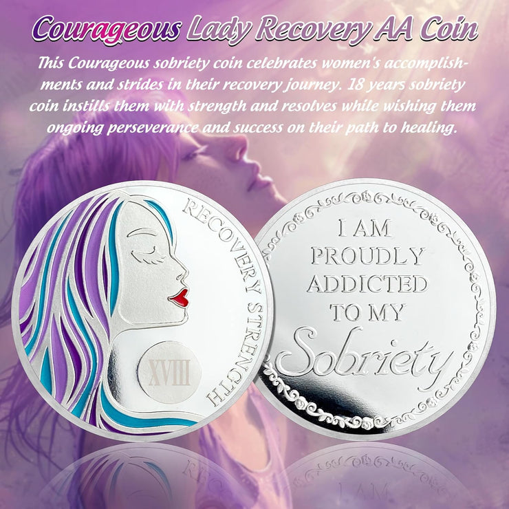 Courageous Lady AA Recovery Sobriety Coin