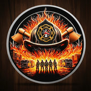 Firefighter Helmet and Double Axe Knight Challenge Coin