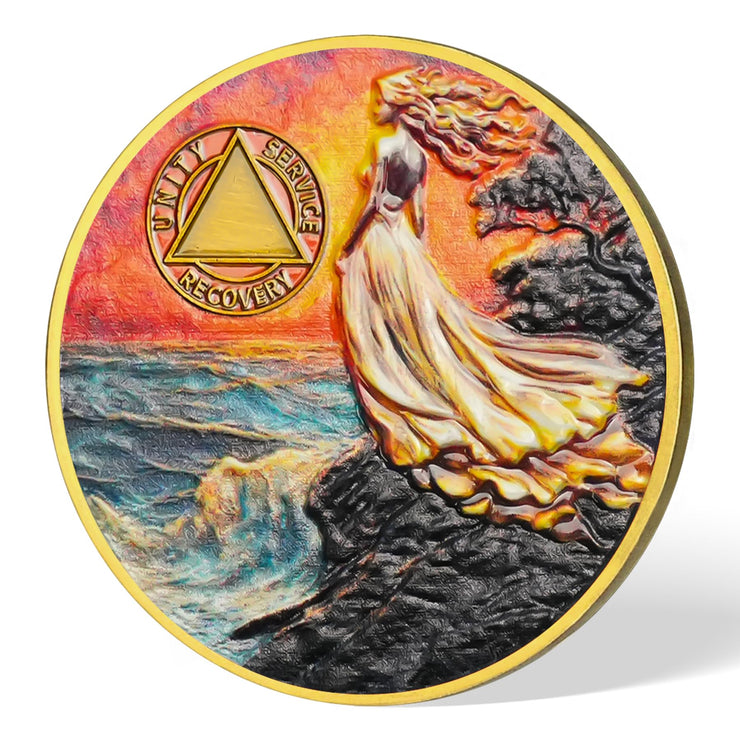 Personalized Powerful Woman Sobriety Coin