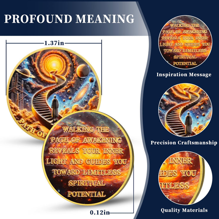 Cosmic Steps Path of Awakening Sobriety Coin