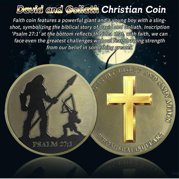 David and Goliath Christian Challenge Coin
