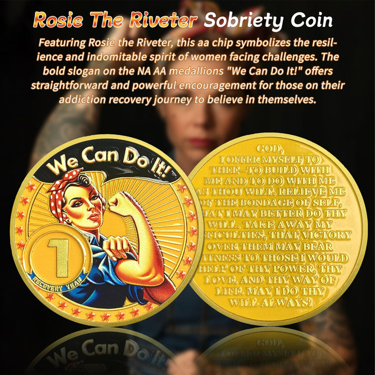 Rosie The Riveter 1-3 Year Sobriety Coin