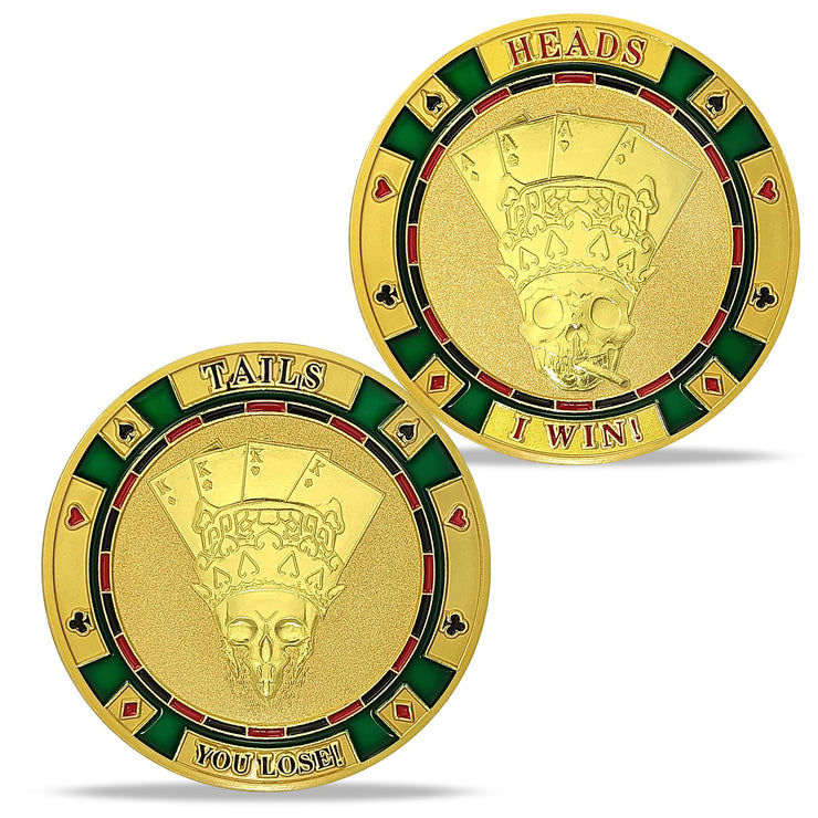 Heads Or Tails Poker Skull Good Luck Decision Challenge Coin
