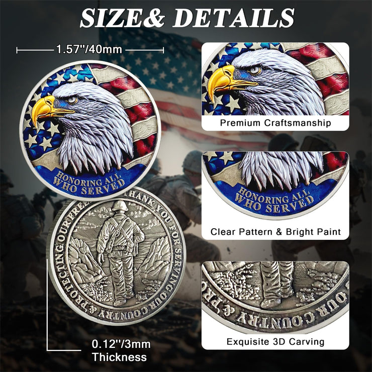 1 Pcs Veteran Challenge Coin Thank You for Your Service Military Challenge Coins