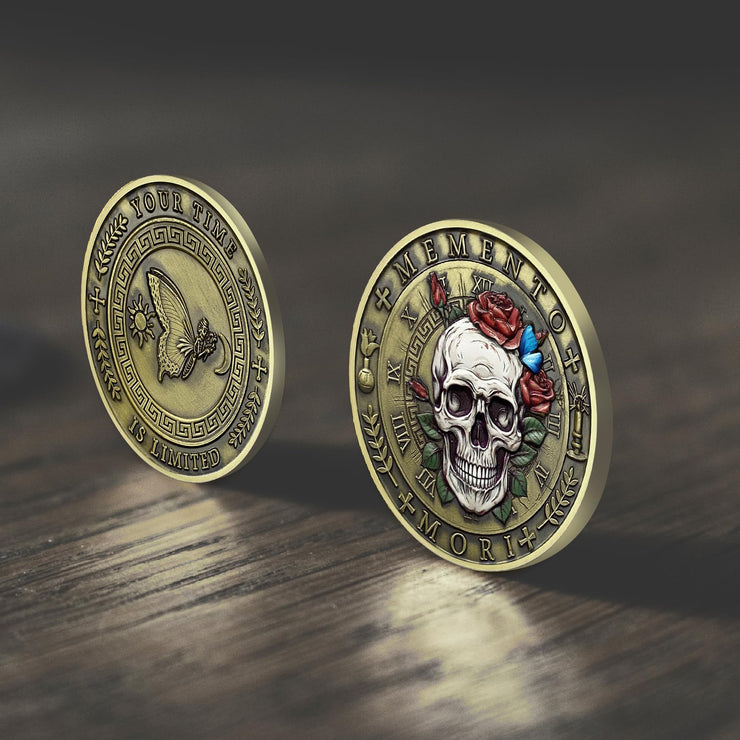 Stoic Reminder Token for Daily Stoic Meditations 3D Skull Memento Mori Challenge Coins