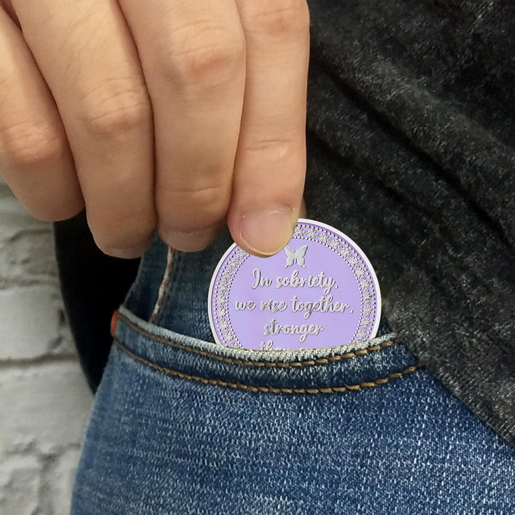 Inspirational Butterfly Recovery Token with Serenity Prayer Sobriety Coin