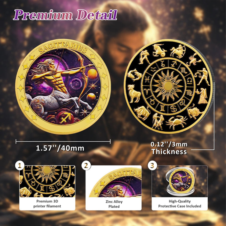 Sagittarius 12 Zodiac Challenge Coin