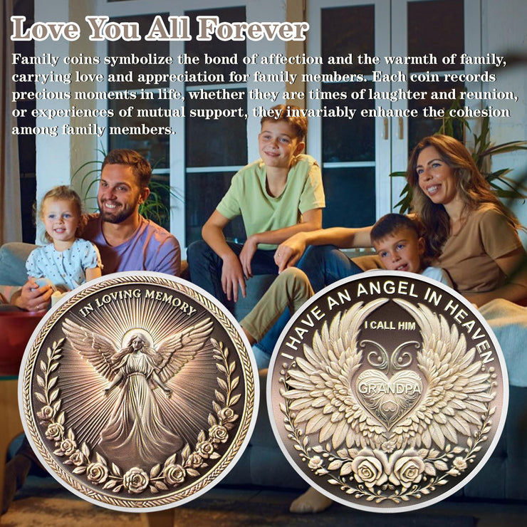 I Have an Angel in Heaven I Call Him Grandpa MemorialChallenge Coins