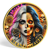 Eternal Beauty Coin Life and Death Duality Woman Skull Art
