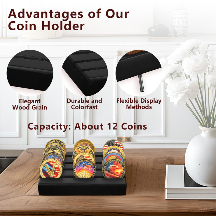 4 Rows Wooden Coin Display