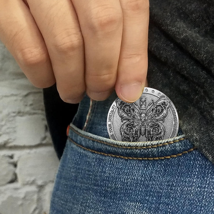 Memento Mori Coin Memento Vivere Skull Token Carpe Diem Reminder