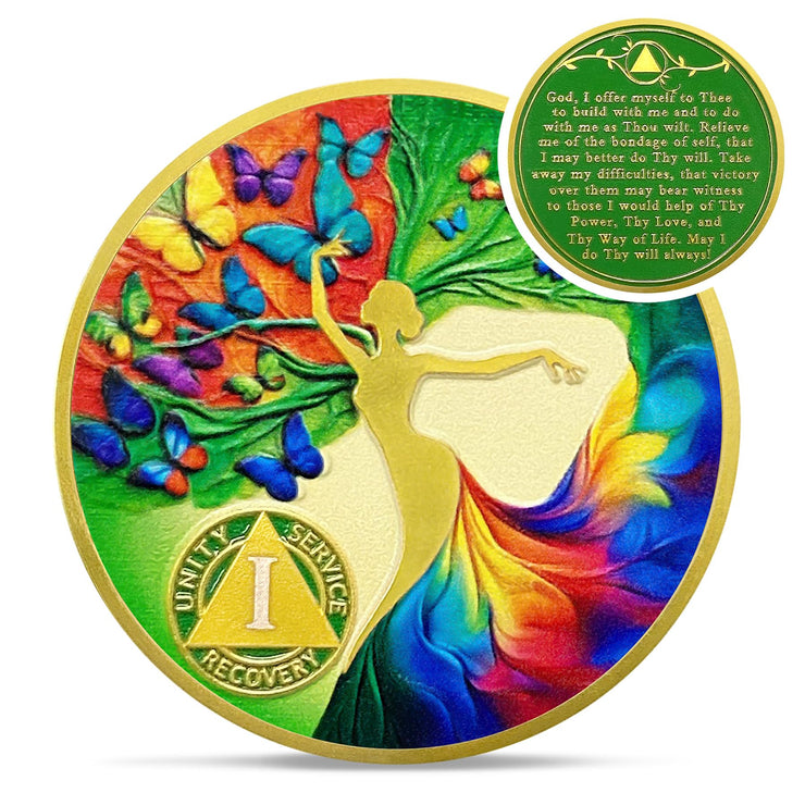 Personalized Artsy Recovery Women Tree of Life Sobriety Coin