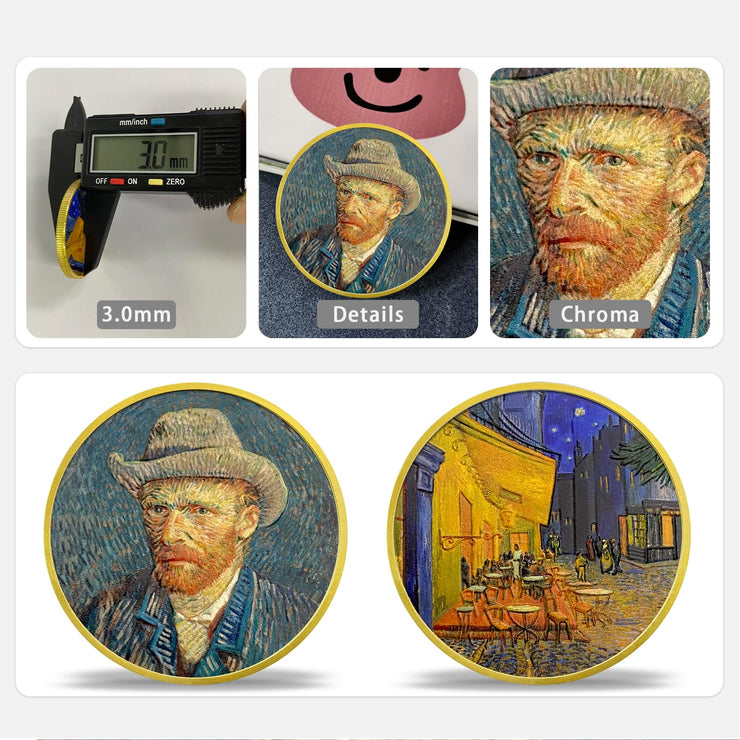 Coffee Shop Terrace at Night Art Coin Gifts Set