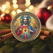 Original Sacred Heart Christian opper John 8:12 Jesus Religious Challenge Coin