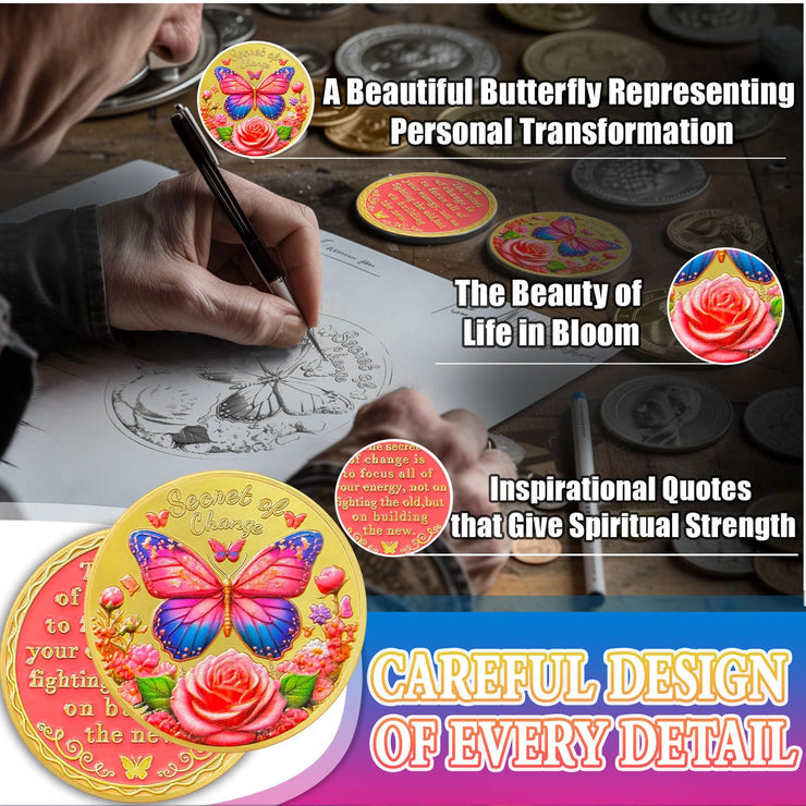 Exquisite Butterfly Secret of Change Sobriety Coin