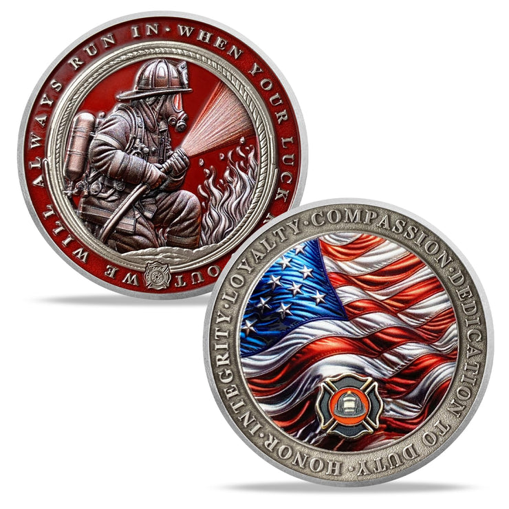 Firefighter Run Towards The Fire Rescue Challenge Coin