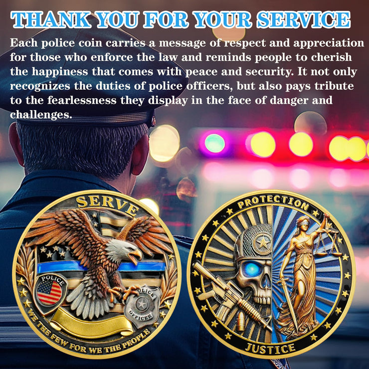 Skeletons and Goddess of Justice Police Challenge Coin