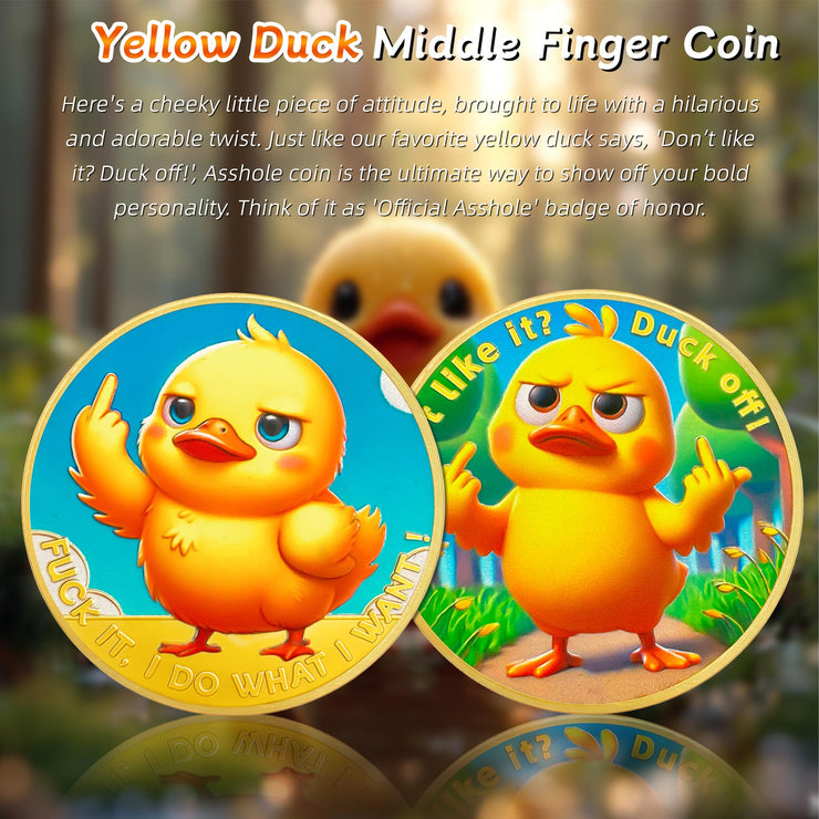 Cute Yellow Duck Middle Finger Challenge Coin