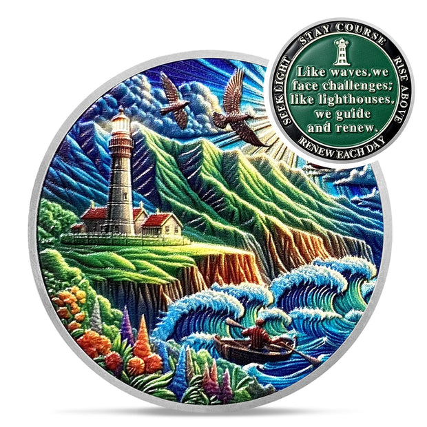 Lighthouse Wave Sobriety Coin