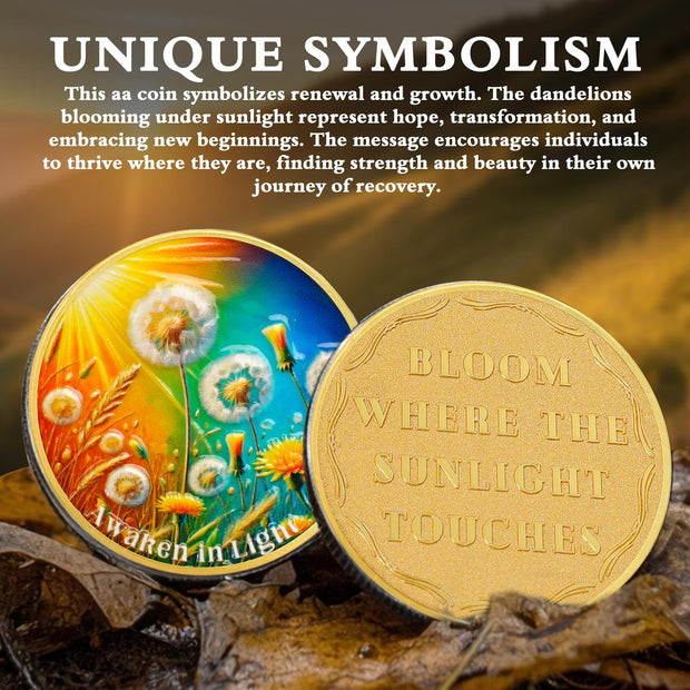 Dandelion Sunlight Design Sobriety Coin