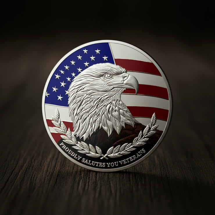 Eagle and Flag Military Veterans Patriotic Challenge Coin