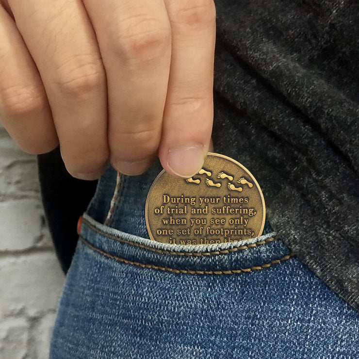 Beach Footprints Religious Coin