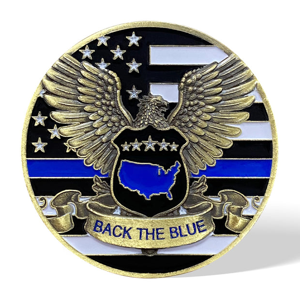 Saint Michael Police Challenge Coin Thin Blue Line Coin