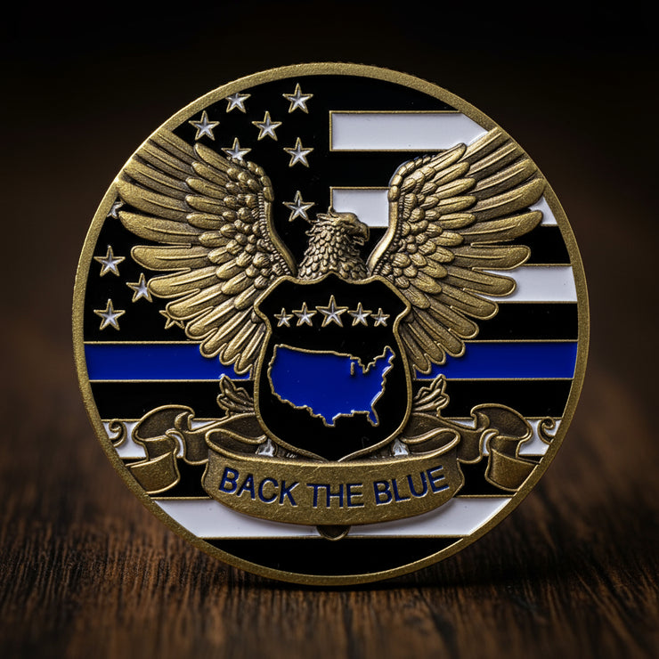 Saint Michael Police Challenge Coin Thin Blue Line Coin