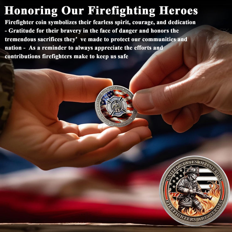 Flame Fire Hose Commemorativer Honor Fire Department Rescue Prayer  Coins