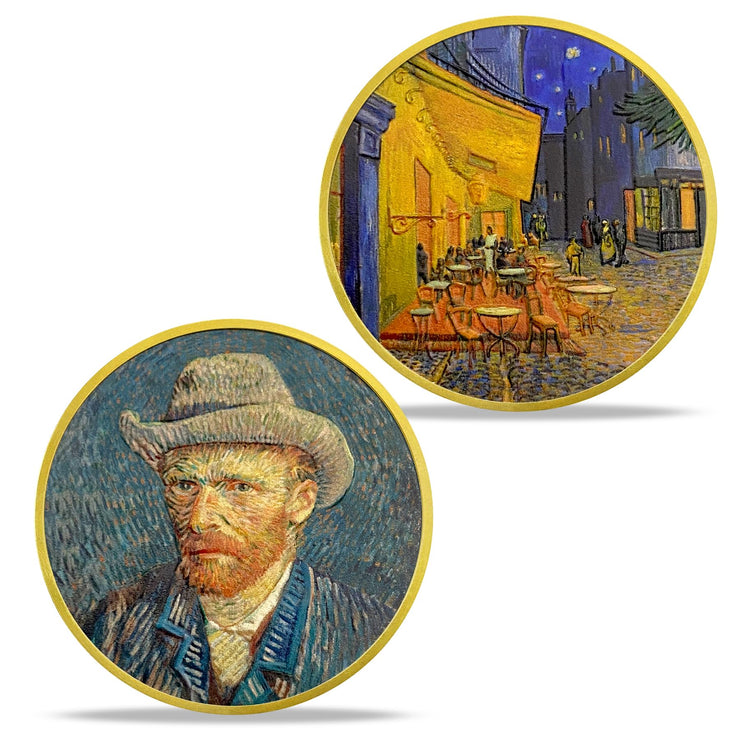 Coffee Shop Terrace at Night Art Coin Gifts Set