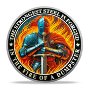 Firefighter Helmet and Double Axe Knight Challenge Coin