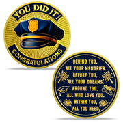 Police Officer Challenge Coin with Congratulations You Did It
