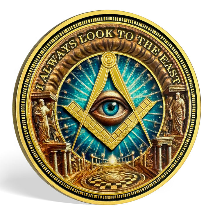 Gold & Blue Round Prayer Masonic Coins