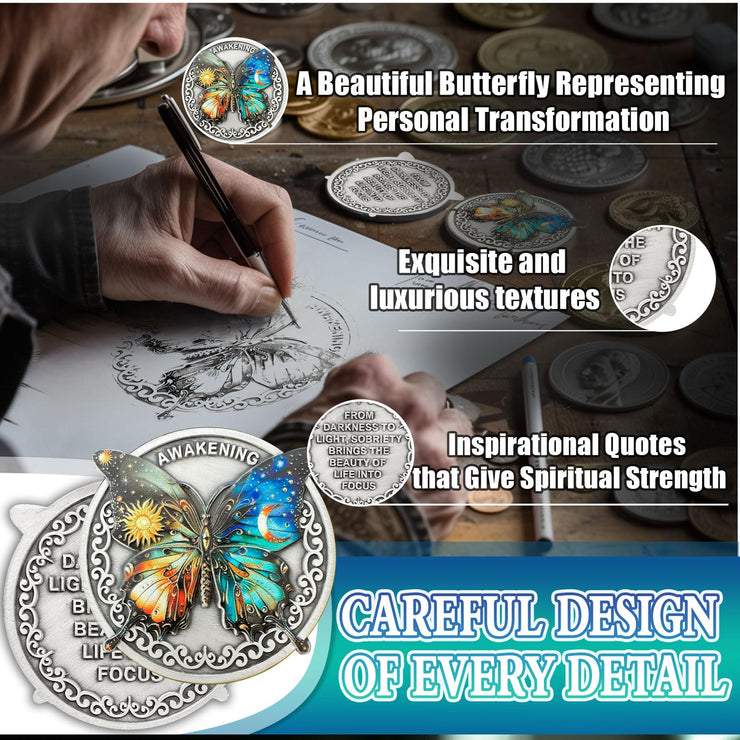 Original Darkness to Light Butterfly Sobriety Coin