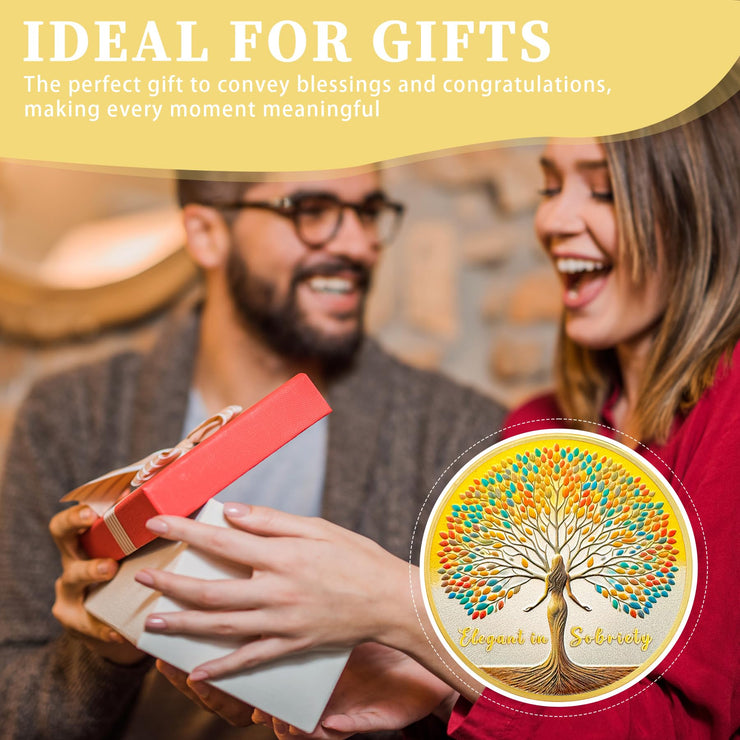 Woman Tree Affirmation Sobriety Coin