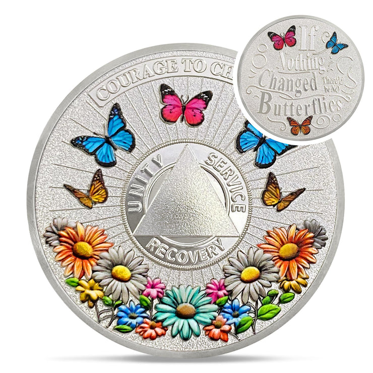 Personalized Recovery Colorful Sunflower Sobriety Coin