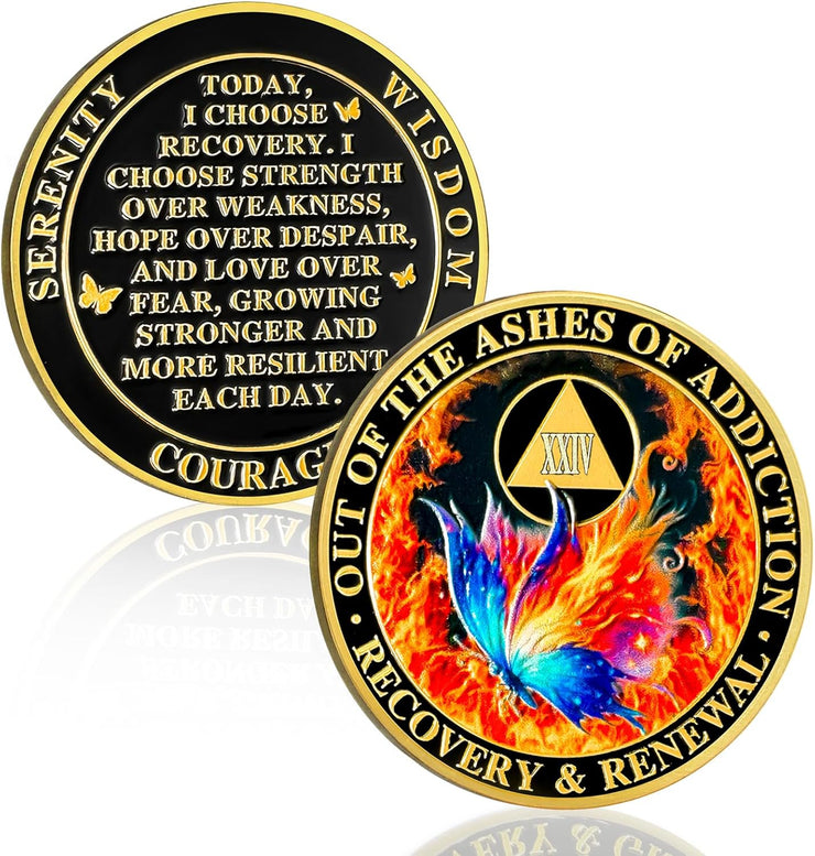 Personalized Butterfly in The Fire Sobriety Coin