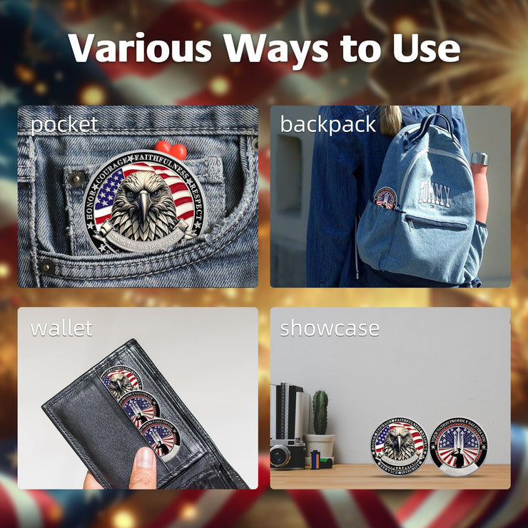 Saluting Soldier Eagle Emblem Patriotic Veteran Military Challenge Coin