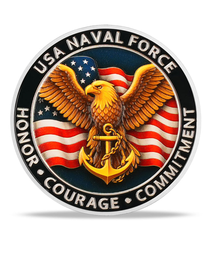 USA Navy Challenge Coin -Naval Force Coins with Warship & Eagl