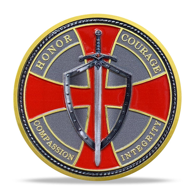 Steel Helm Knight Cross Challenge Coin