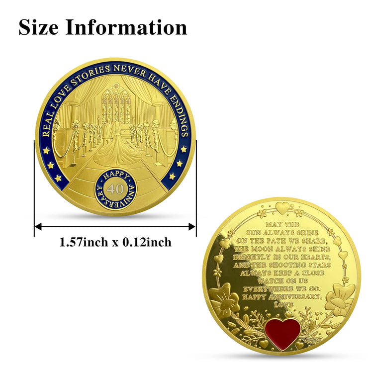 40th-60th Anniversary Couple Wedding Ceremony Keepsake Coin