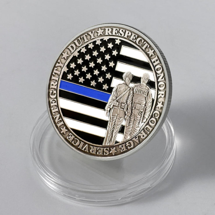 AtSKnSK Saint Michael Police Prayer Coin Patron Saint of Police Officers Police Law Enforcement Challenge Coin (Police Couple, 1)
