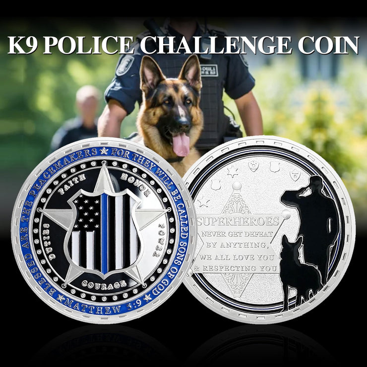 Police Officer Military Thin Blue Line K9 Challenge Coin