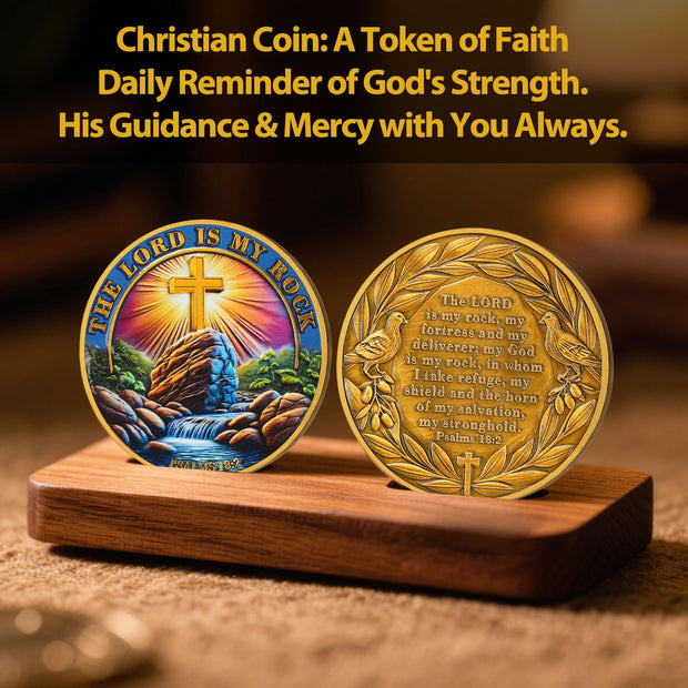 The Lord is My Rock Christian Challenge Coin