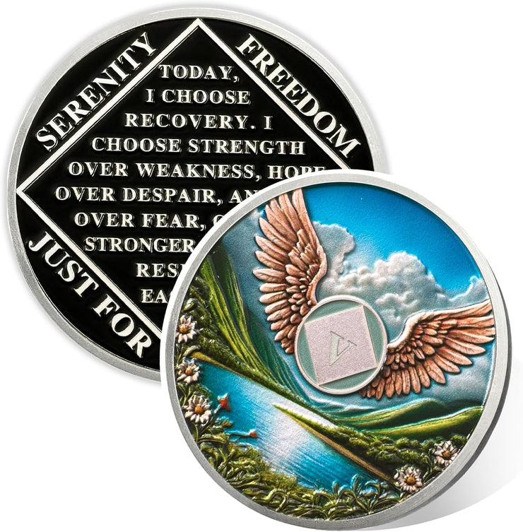 Personalized Wings of Freedom Sobriety Coin
