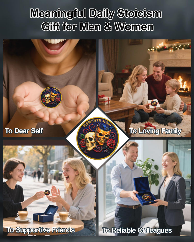 Memento Mori Challenge Coin Golden Masked Skull Coins