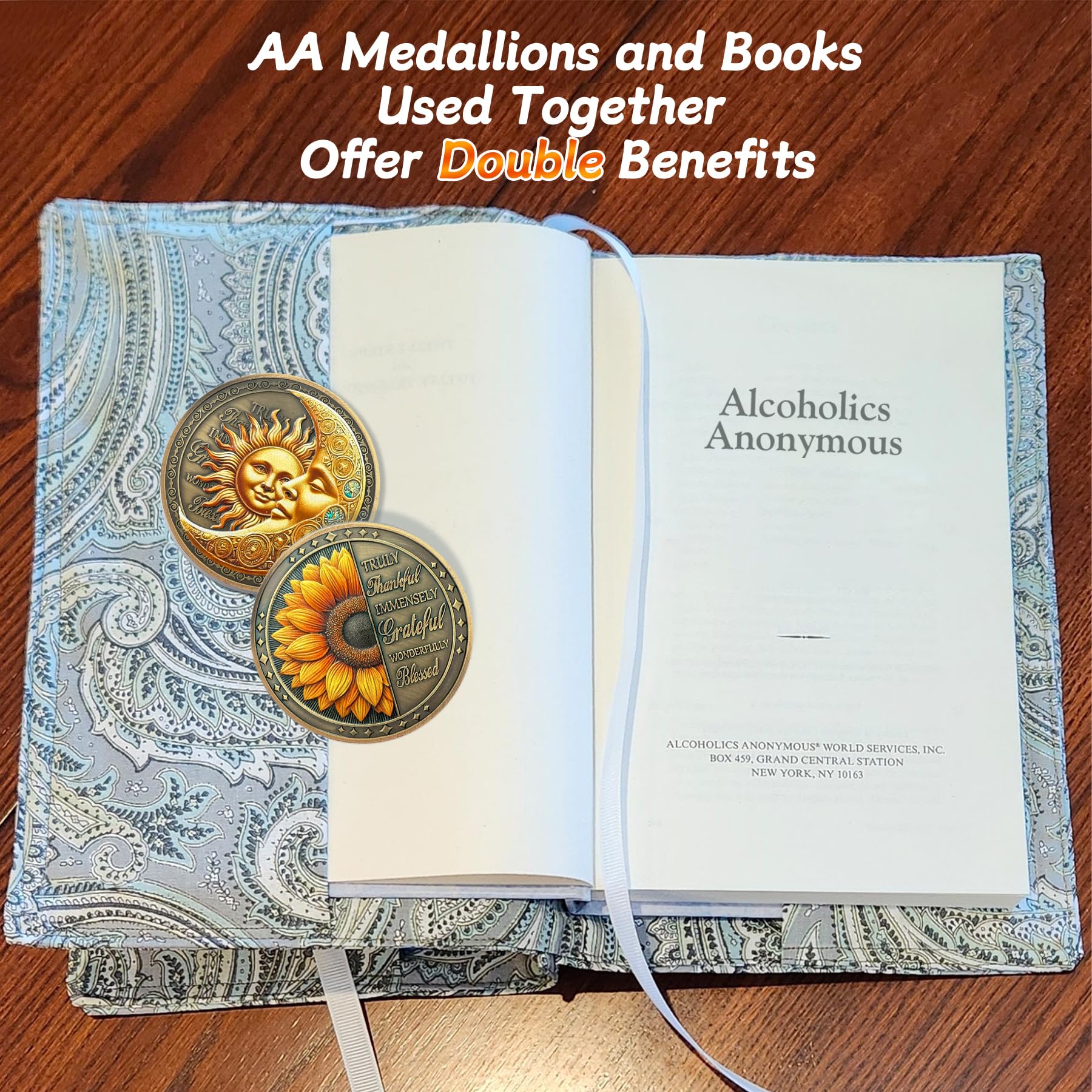 Celebrate Living Clean Narcotics Alcoholics Anonymous  Sunflower Blessing Sobriety Coin