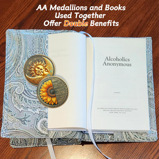 Celebrate Living Clean Narcotics Alcoholics Anonymous  Sunflower Blessing Sobriety Coin